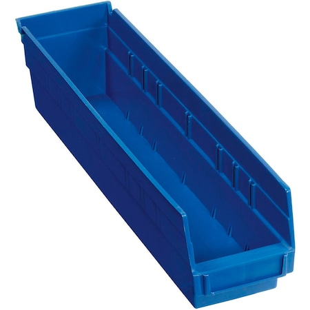 Global Industrial Shelf Storage Bin, Polypropylene, Blue, 4 in H, 4-1/8 in W 184839BL